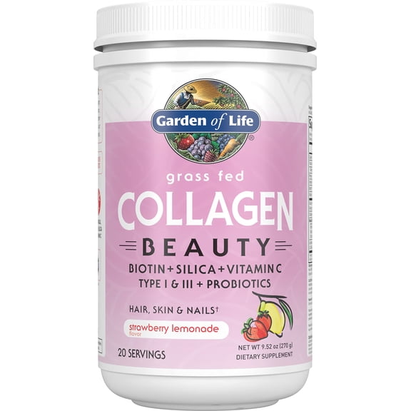 Garden of Life Grass Fed Collagen Beauty, Strawberry Lemonade, 20 Servings