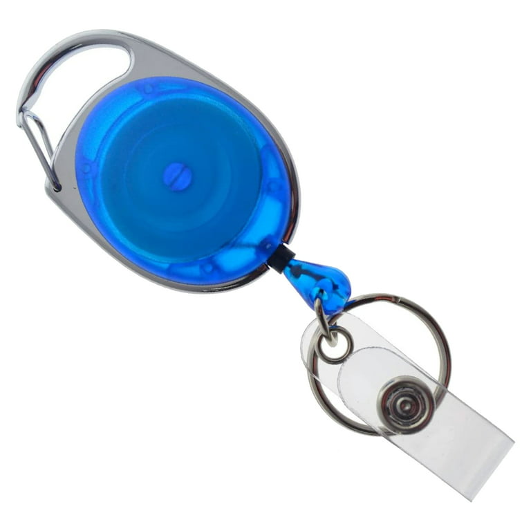Bulk 100 Pack - Premium Oval Badge Reel with Carabiner & Belt Clip - Dual  Clip Retractable ID Holder with Reinforced Vinyl Strap Clip for Access Key  Card, Keychain or Name Tag