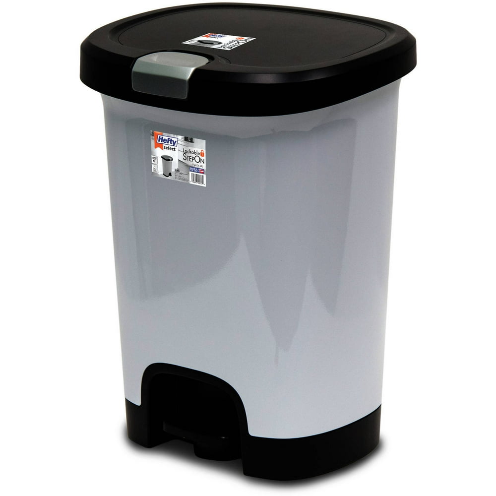 Hefty 7Gallon Textured StepOn Trash Can with Lid Lock and Bottom Cap