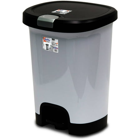 Hefty 7-Gallon Textured Step-On Trash Can with Lid Lock and Bottom Cap, Multiple