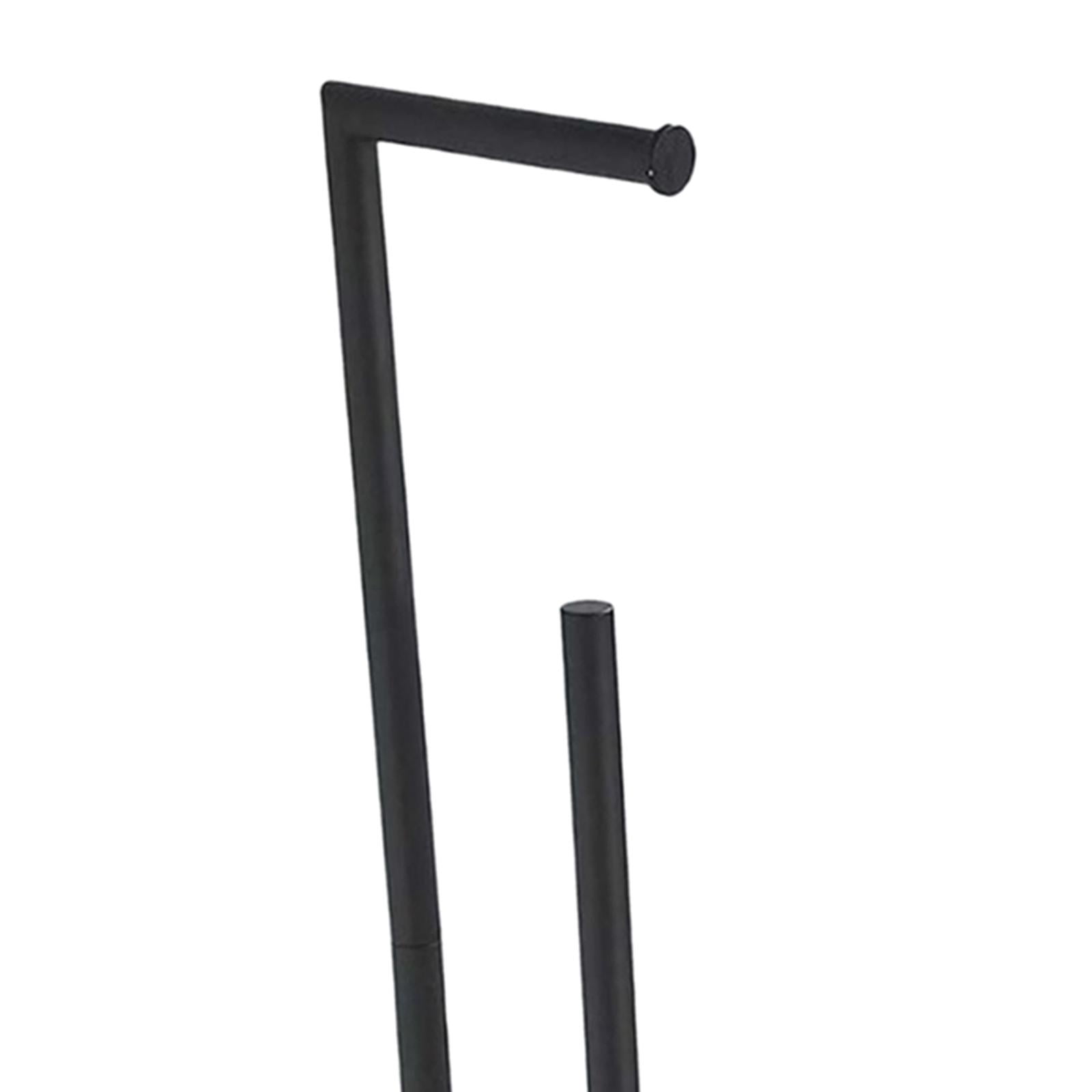 Fiocias Toilet Paper Holder Stand Bathroom Rustproof Floor Holds 3 Rolls Stainless Steel Black