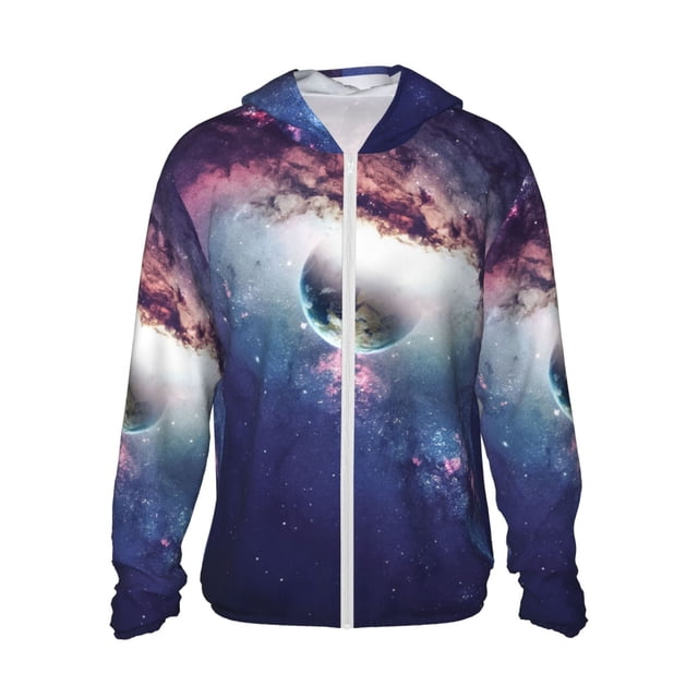 Balery Planets Stars And Galaxies Sudadera ligera de manga larga con capucha y protección solar UPF 50+ para hombre y mujer, ideal para pesca y running-Medium