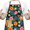 thumbnail image 2 of Pioneer Flower Floral Print Pattern Cotton Linen Apron with Pockets, Waterproof Adjustable, 33x27 Inch for Kitchen, Gardening, BBQ, Salon, 2 of 6