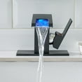 thumbnail image 4 of Bathroom Sink Faucet LED Light 3 Colors Changing Waterfall Glass Spout Hot Cold Water Mixer Single Handle One Hole Deck Mounted, 4 of 9