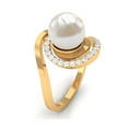 thumbnail image 4 of Rosec Jewels Freshwater Pearl Bypass Ring with Diamond for Women - 8 mm, 7.75 CT, 14K Yellow Gold, US 10.50, 4 of 8