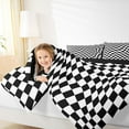 thumbnail image 4 of Manfei Geometric Plaid Grid Bedding Comforter Set,Abstract Classic Checkerboard Twin Comforter Sets,White Black Check Bedding Set For Boys Girls,Breathable Home Decor Reversible,2pcs, 4 of 8
