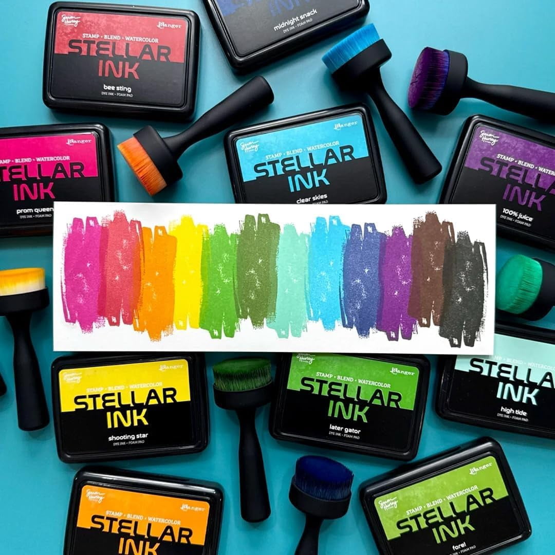 Simon Hurley Stellar Dye Ink Bundles - SHC Stellar Ink Pads & Reinkers, Released May 2025, with Trebbies Detail Sticks (All 12 REINKERS)