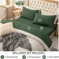 thumbnail image 2 of Jersey Knit 3pc Bed Sheet Set 100% T-Shirt Heather Cotton Super Soft Comfy Breathable Fits Mattress Up to 20" Extra Deep Pocket (Forest Green, Twin), 2 of 14