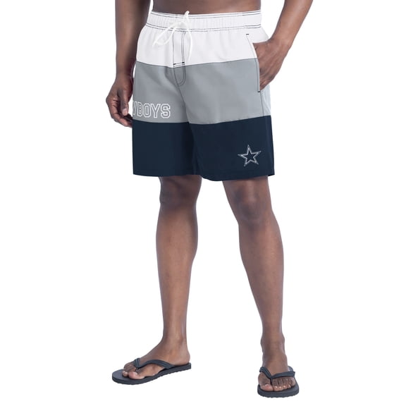 Men's G-III Sports by Carl Banks  White/Navy Dallas Cowboys Sunrise Volley Swim Shorts