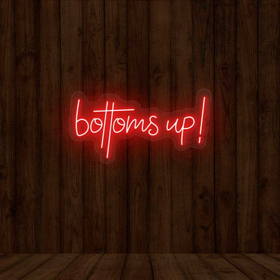Bottoms Up Neon Sign (Warmwhite, 46"(W)x24"(H))