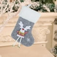 thumbnail image 5 of AuroraX Cute Plush Christmas Stocking with Hanging Legs Knitted Mini Christmas Stockings with Embroidered Santa Reindeer and Snowman 9" Hanging Gift Bag for Girls (Gray), 5 of 6
