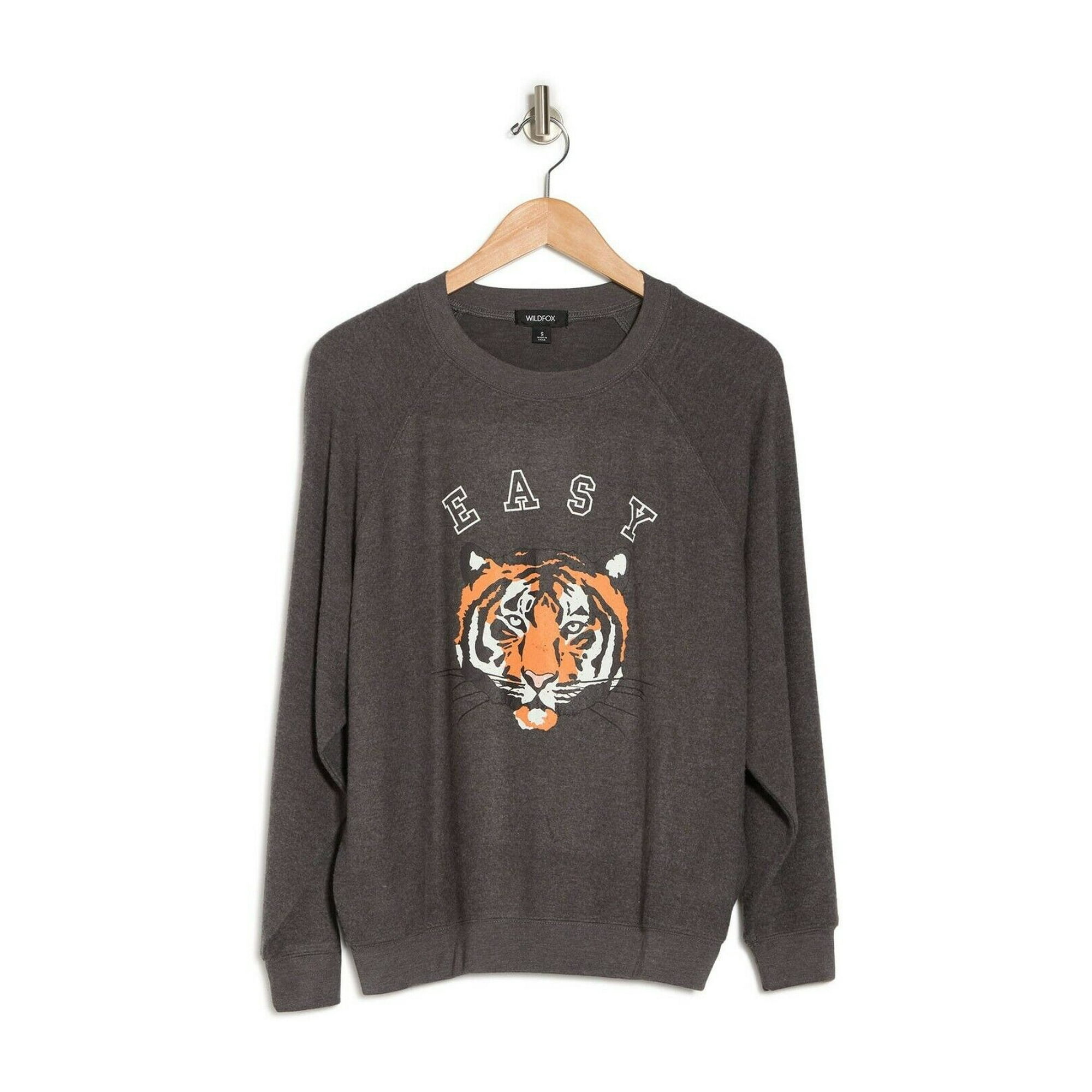 Wildfox Sommers Easy Tiger Pullover Sweatshirt Asphalt S Walmart