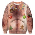 thumbnail image 1 of Leezeshaw Chandail Unisexe de Noël à Col Rond, Nouveauté Xmas, Imprimé 3D de Poils sur la Poitrine, Manches Longues, Chandail Molletonné, Chandail, T-Shirt, 1 of 3