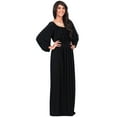 thumbnail image 4 of KOH KOH Long Sleeve Vintage Peasant Empire Waist Fall Winter Loose Flowy Fall Winter Casual Formal Abaya Tall Pleated Maxi Dress Gown For Women Black Small US 4-6 NT103, 4 of 6