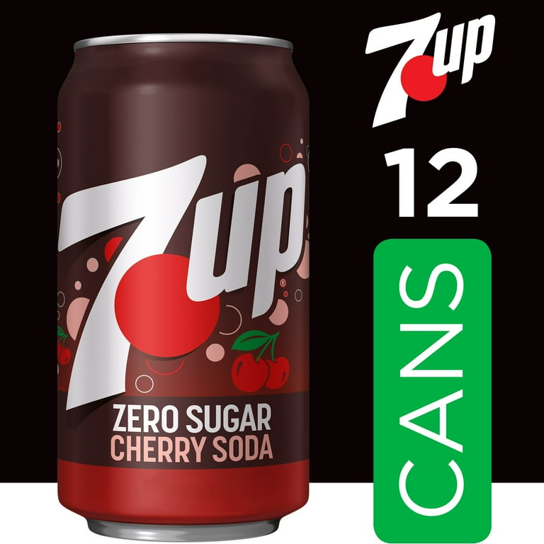7UP Cherry Soda, 12 fl oz, 12 Pack Cans, Refreshing Lemon-Lime