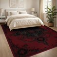 thumbnail image 3 of ODIKA 8'x10' Washable Area Rug Deep Red Ornate Medallion Design Intricate Baroque Style with Elegant Flourishes for Dining Room, Large Office, Lounge, Non-Slip Chair-Friendly Mat, 3 of 7