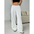 thumbnail image 5 of Women'S Wide Leg Sweatpants Drawstring Baggy Trousers High Waisted Loose Casual Jogger Pants White XS, 5 of 9