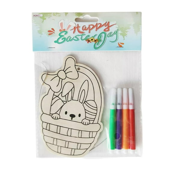 Easter DIY Wooden Picture Board, Rabbit Coloring Art Kit, Parent-Child Activity Set for Holiday Craft and Gift Making