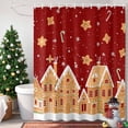 thumbnail image 4 of Christmas Shower Curtains for Bathroom, Candy Gingerbread House Snow Red Backdrop Waterproof Fabric Shower Curtain for Bathroom Bathtub Decoration, Machine Washable, 36"x72", 4 of 9