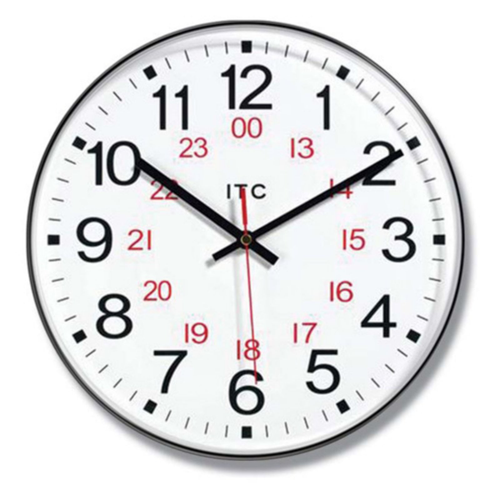 Black and Red Decorative Wall Clock for Living Room 12 inch Quartz Battery Operated Easy to Read Infinity Instruments Lux Black Wall Clock Office Home 