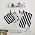 thumbnail image 5 of 5 Pcs Kitchen Set Heat Resistant Oven Mitts and Non-Slip Pot Holders with Adjustable Cooking Apron Black and White Striped, 5 of 6