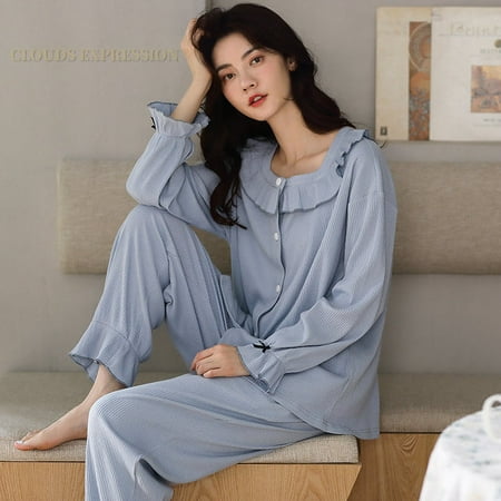 

QWZNDZGR Spring Autumn Women s Sleep Lounge Pajama Long Sleeved Girl Pajama Set Cartoon Pyjamas Cotton Sleepwear M L XL XXL XXXXL Fashion