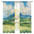 thumbnail image 2 of Mountain Sheer Curtains 72 Inches Long, Farmhouse Grassland Nature Scenery Light Filtering Window Curtains for Living Room/Bedroom, Rod Pocket Voile Sheer Curtain Drapes, 52"W x 72"L, 2 Panels, 2 of 9