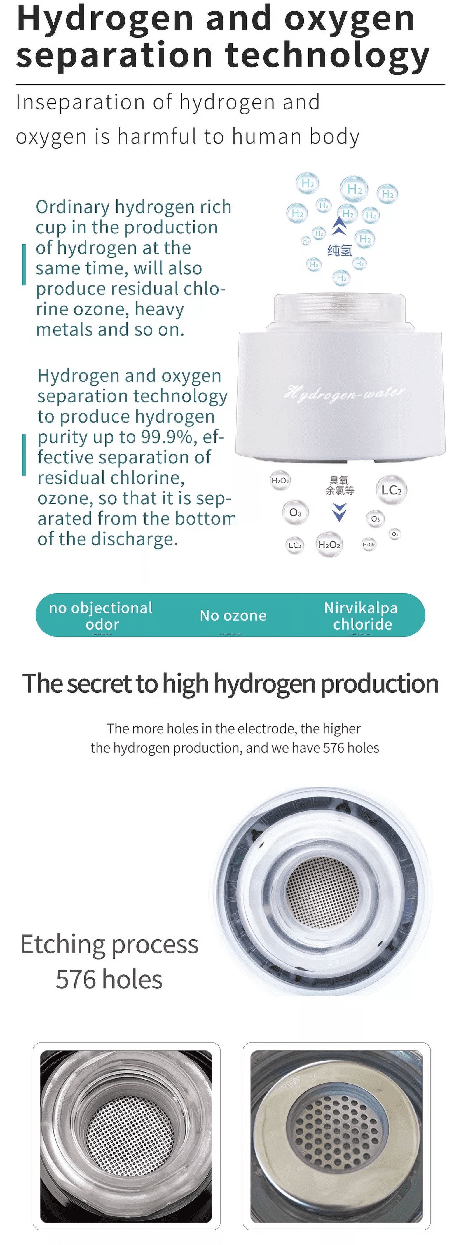 PEM Hydrogen Rich Water Bottle With Hydrogen Breathing Option 380ml 2200mah Big Capacity Battery