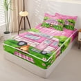 thumbnail image 3 of Homewish Pink Camper RV Car Camping Zipper Twin Comforter Sets with Fitted Sheet and 2 Pillowcases, Cherry Blossom Campfire Zipper Bedding Set for Women, Polka Dots Reversible, 4-Piece, 3 of 6