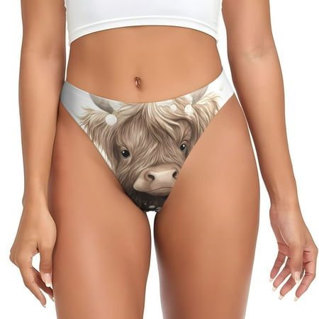 Adobk Cute Cow Bath Print Seamless Women Underwear Thongs No Show Ladies Thong No Line Breathable Comfortable Panties Undies for Women-3X-Large