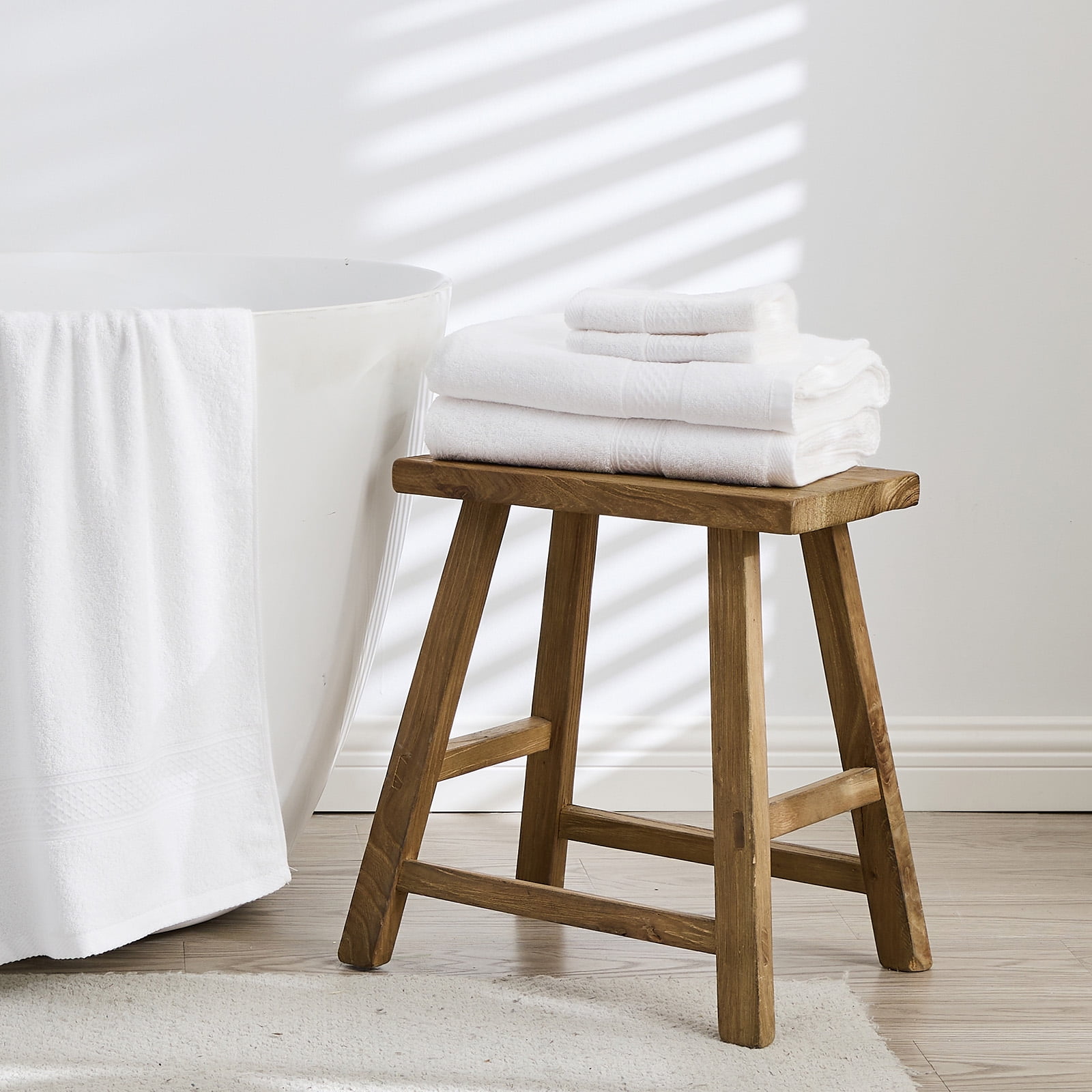 Gogreen 100% Cotton 4-Pack Bath Towel Sets of 4, Bath Towel Highly Absorbent Towels for Bathroom, Gym, Hotel (White)