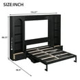 thumbnail image 2 of Harper & Bright Designs Queen Size Murphy Bed Wall Bed with Side Cabinets and LED Light, Cabinet Bed Folding Wall Bed with Storage Shelves and Drawers for Guest Room Office, Black, 2 of 17
