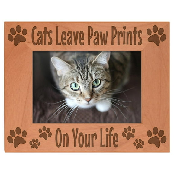 ThisWear Cat Paw Frame Cats Leave Paw Prints On Your Life Pet Gifts Wood Engraved 4x6 Landscape Picture Frame