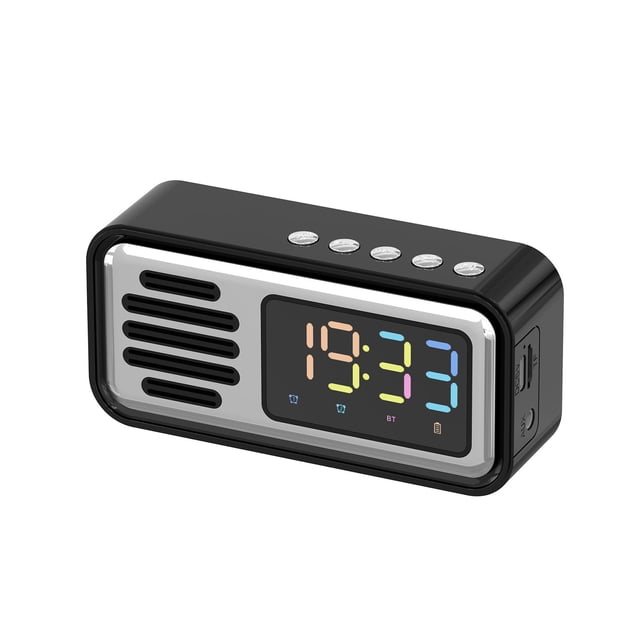COM1950s Retro Bluetooth Audio Alarm Clock, Ipx5, Supporting Tf Card/Bluetooth/Aux Mode Playback, Long-Term Battery Life and Standby Up To 650H