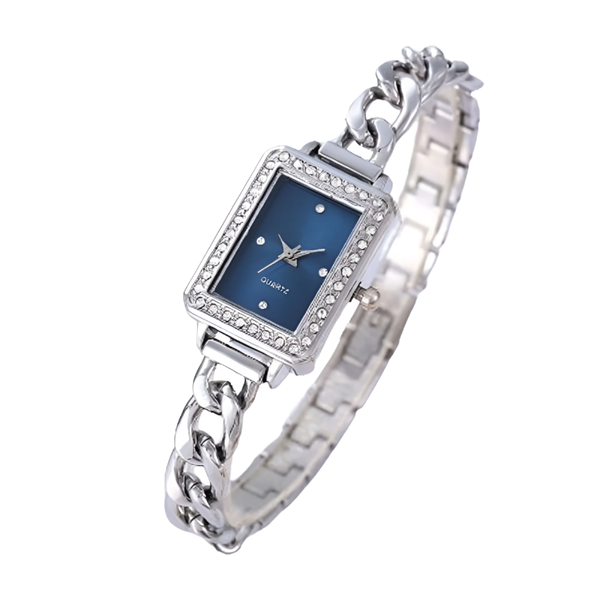 DESIGNICE 2026 New Women Quartz Watches Wrist Chain Strap Square Watch Easy Read Dial Classical Office Ladies Fashion Dress Up Adjustable Stainless Steel Blue
