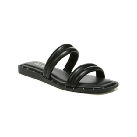 

BAR III Womens Black Quilted Strap Studded Cushioned Narrah Square Toe Wedge Slip On Sandals 6.5 M