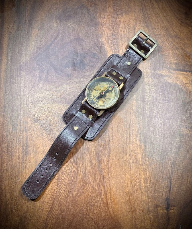 Calvin handicrafts handmade nautical wrist compass sundial watch,vintage style, antique style compass.