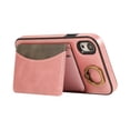 thumbnail image 4 of for iPhone XR Wallet Case with Card Slots, Hand Wrist Strap Rotate Ring Design, Finger Grip Ring PU Leather Magnetic Button Shockproof Purse Phone Cover for iPhone XR, Pink, 4 of 7