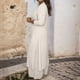 thumbnail image 3 of Conjunto de dos piezas de gasa para mujer talla grande: top de cuello en V y manga larga + pantalones, traje de playa, diseño con abertura, para primavera-verano, 3 of 8