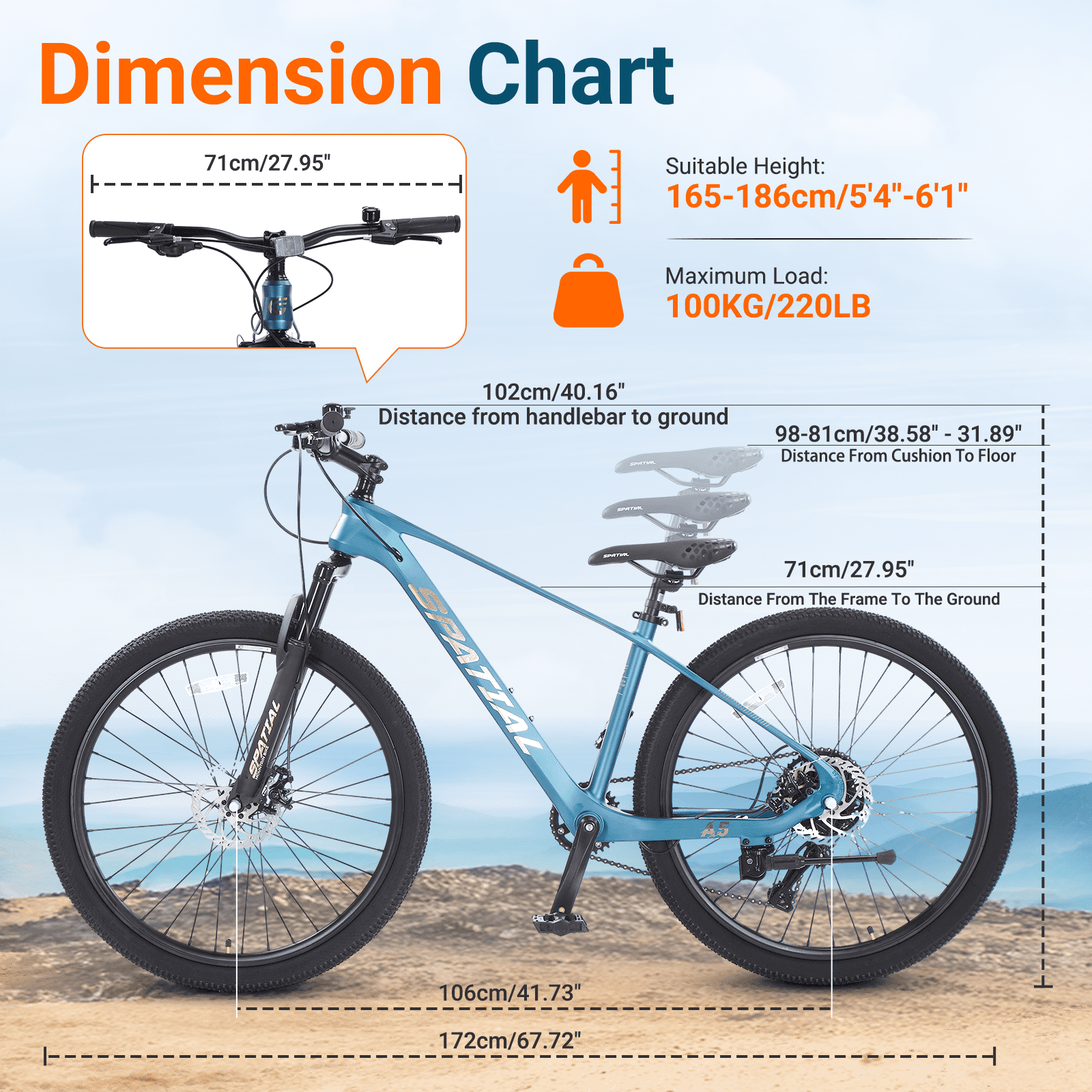 SPATIAL Adult Mountain Bike, 27.5" Wheel Bike for Man Women, 8 Speeds Gear,Magensium Frame Mountain Bicycle