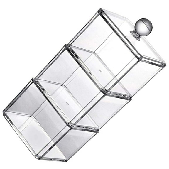 Clear Acrylic Cotton Pad Holder with Lid - Makeup Organizer Jar and Cotton Rounds Dispenser for Bathroom Storage