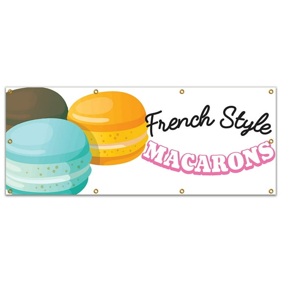 SignMission B-96 Macarons19 96 in. Macarons Banner with Concession Stand Food Truck Single Sided