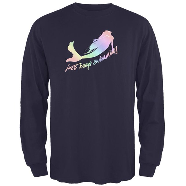 Mermaids Just Keep Swimming Pastels T-Shirt à Manches Longues pour Hommes