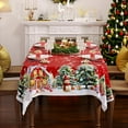thumbnail image 6 of Christmas Tablecloth 60x84 Inch Rectangle, Red Snowman Car and House Snow Scene Table Cloth, Holiday Winter Village Rectangular Table Cover, Waterproof and Washable Xmas Party Decoration, 6 of 6