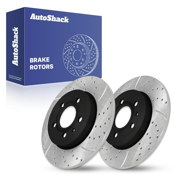 AutoShack Rear Solid Drilled & Slotted E-Coated Brake Rotors 2-PC Set Replacement for 2005-2009 Audi A4 Quattro 2001-2009 Audi A4 2011 Seat Exeo ShadowGuard 11.33" (287.7 mm)
