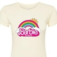 thumbnail image 3 of Barbie the Movie - Barbie Logo Rainbow - Juniors Fitted Graphic T-Shirt, 3 of 5