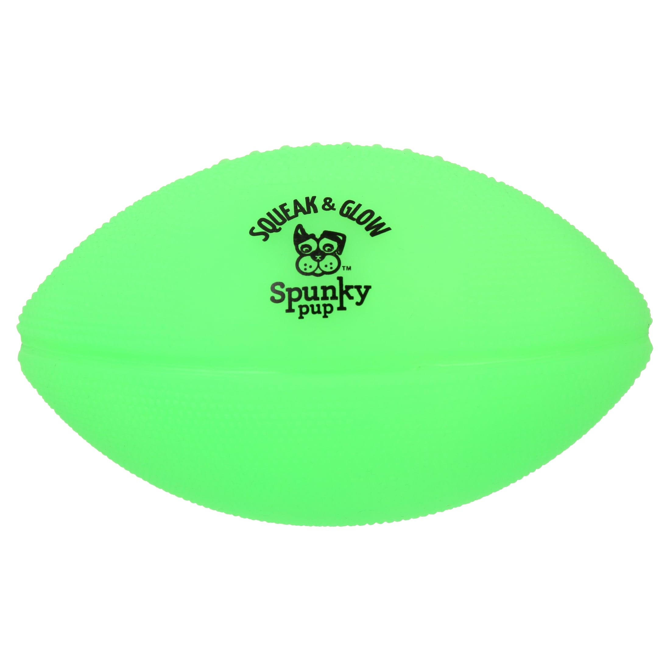 (2 pack) Spunky Pup Squeak & Glow Football Dog Toy