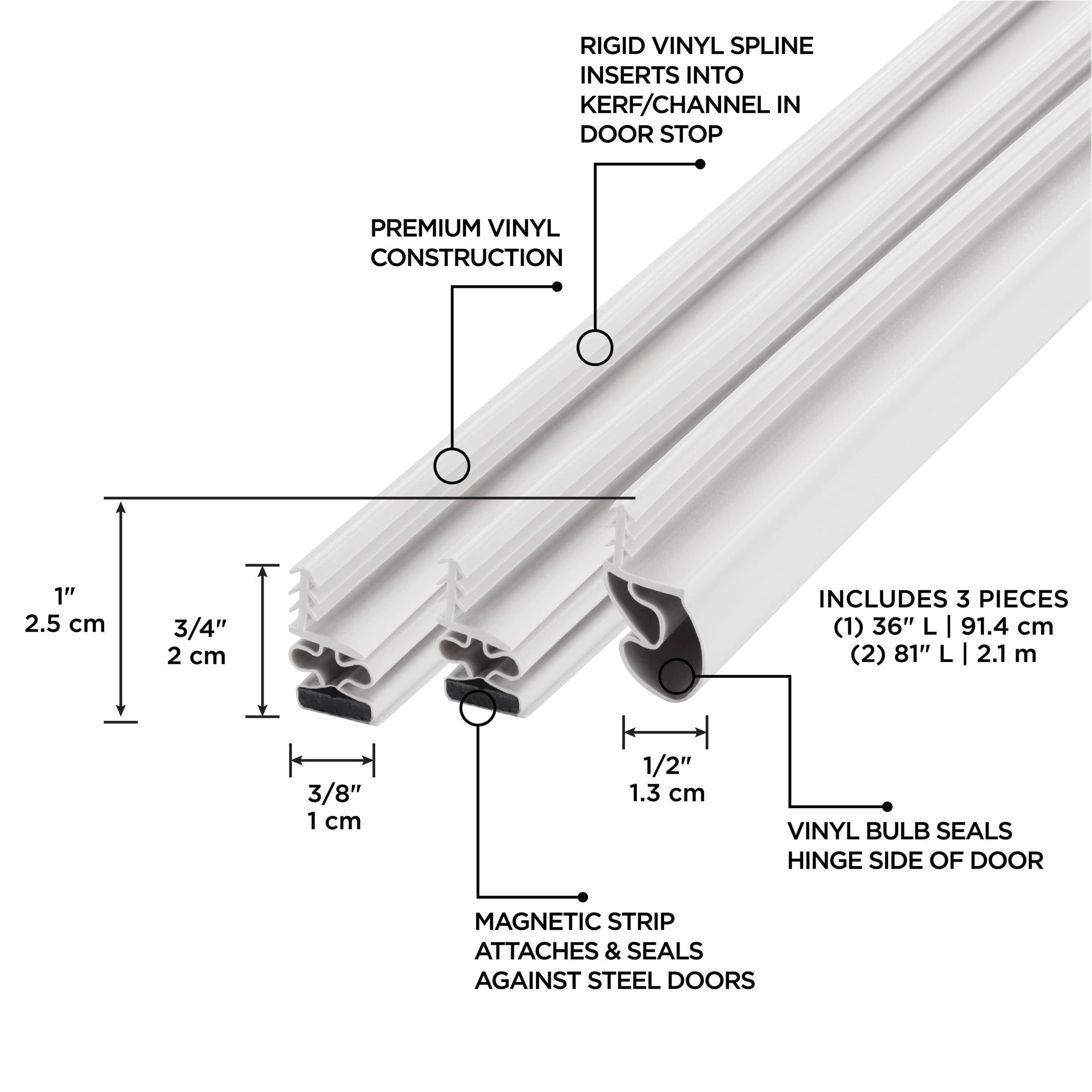 M-D Building Products 47006 White Vinyl with Magnetic Strip Top and Sides Door Seal Kit for Steel Doors
