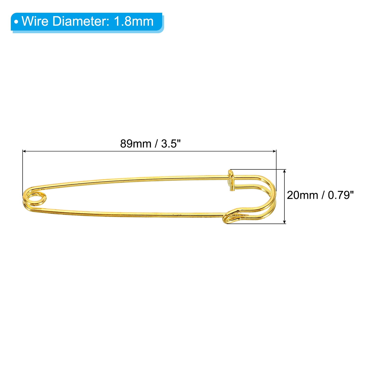 Unique Bargains Durable and Versatile Safety Pins Sewing Pins Gold Tone 3.5 Inch