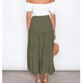 thumbnail image 4 of Womens Boho Maxi Skirt Elastic High Waist A-Line Pleated Ruffle Flowy Long Skirts, 4 of 6